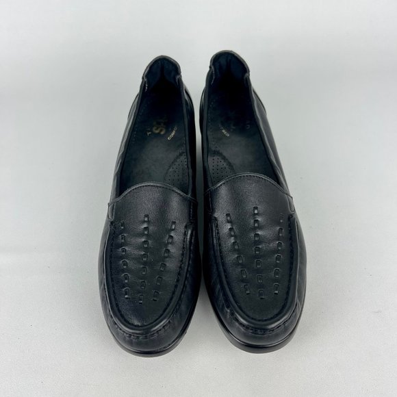 SAS Womens Weave Black Leather Slip On Loafer Comfort Shoes size 8.5S Slim - Picture 2 of 16